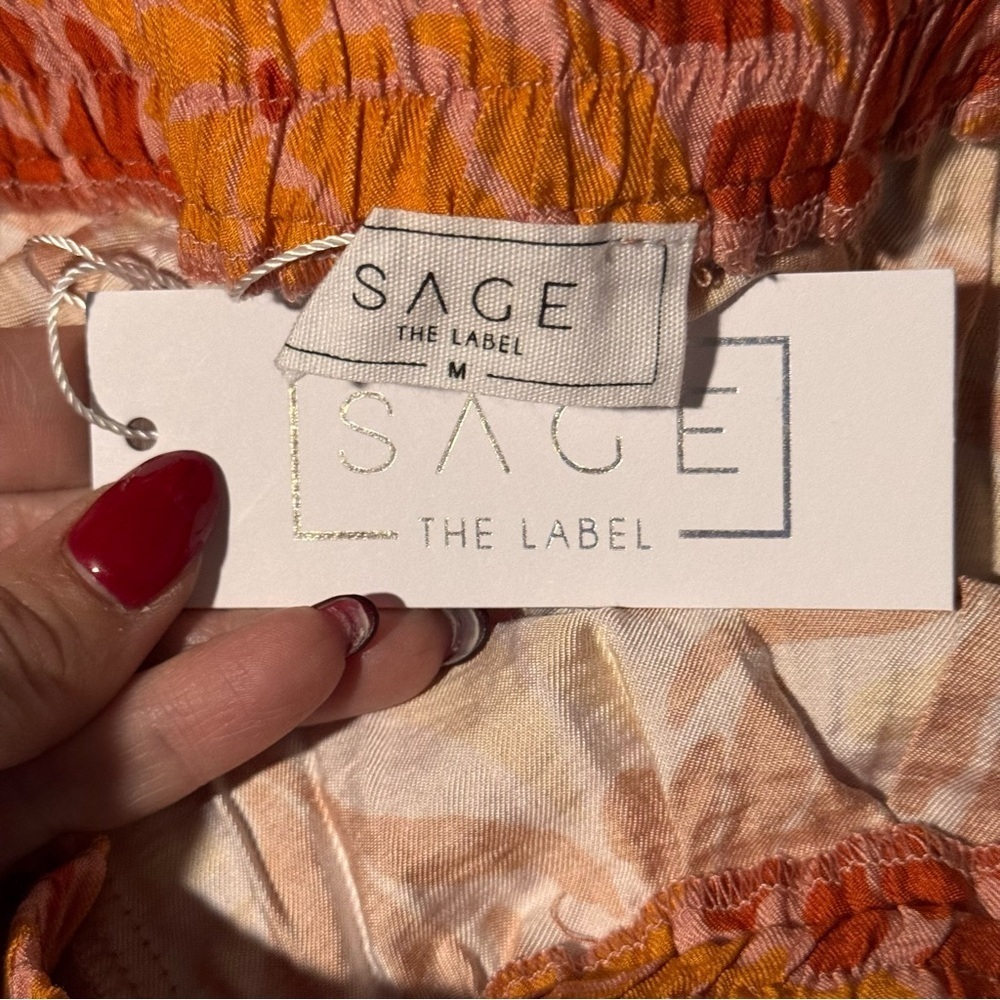 Sage the label, High Waist Orange and Red Shorts with Tropical Print - Picture 2 of 3